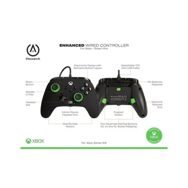 Green Hint PowerA Enhanced Wired Controller for Xbox Series S/X