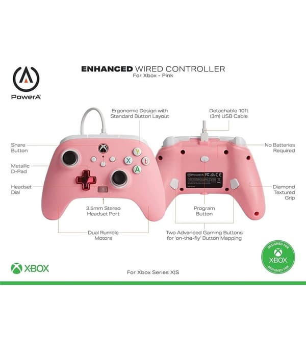 Pink PowerA Enhanced Wired Controller for Xbox Series S/X