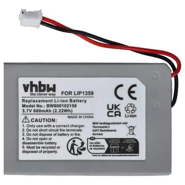vhbw Li-Ion-batteri 600mAh (3,7V) för SONY Dualshock 3, trådlös handkontroll, CECHZC2E ersätter LIP1359, LIP 1359.