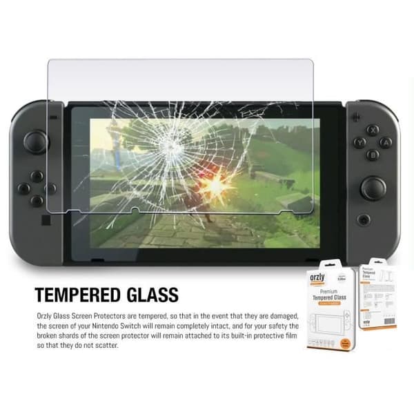2-PACK Skärmskydd för Nintendo Switch i härdat glas från Orzly - Ultra Resistant med Oleofobic Coating