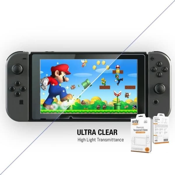 2-PACK Skärmskydd för Nintendo Switch i härdat glas från Orzly - Ultra Resistant med Oleofobic Coating