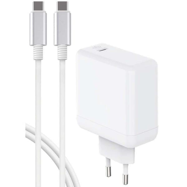 Laddare - Bigben - 65W - Power Delivery - GaN - USB C/USB C-kabel Vit