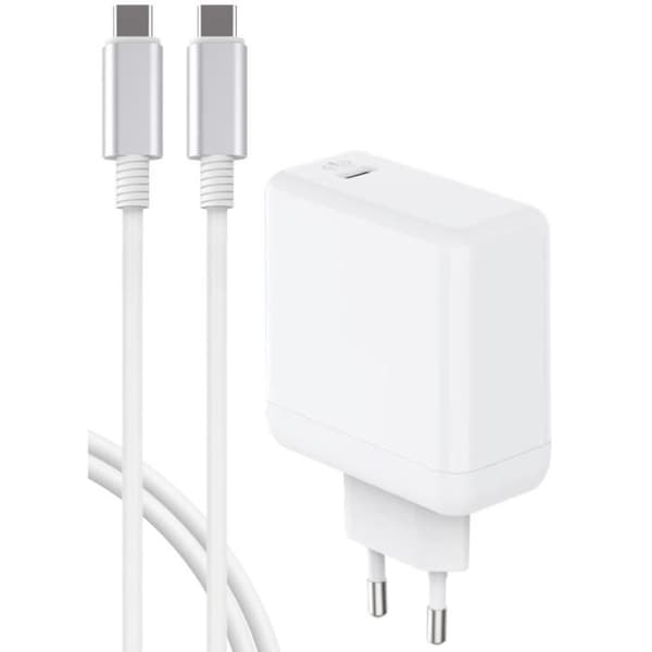 Laddare - Bigben - 65W - Power Delivery - GaN - USB C/USB C-kabel Vit
