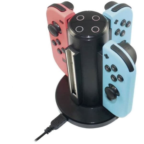 Laddstation för Nintendo Switch-kontroller - 4in1 Laddare - Svart - USB