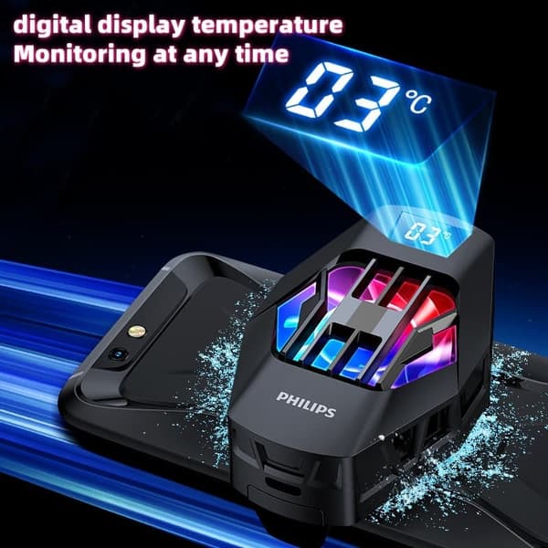 Philips DLK6403B magnetisk telefonkøler, halvlederkøleventilator, lydløs radiator til spil, streaming og universel smartphone-brug