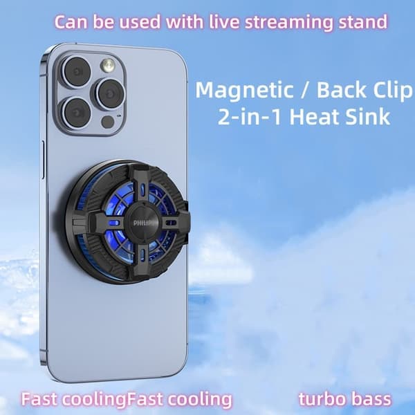 Philips DLK6402L Magneettinen puhelimen jäähdytin, puolijohdetuuletin, hiljainen jäähdytin pelaamiseen, suoratoistoon ja älypuhelimien yleiskäyttöön