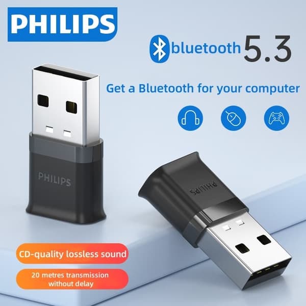 ""Philips SWR3301A/93 Bluetooth Adapter 5.0 USB-lydsender og -modtager, Plug & Play til stationære og bærbare computere"
