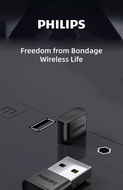 "Philips SWR3301A Bluetooth Adapter 5.1 USB-lähetin ja -vastaanotin Langaton äänisovitin pöytäkoneelle ja kannettavalle tietokoneelle"