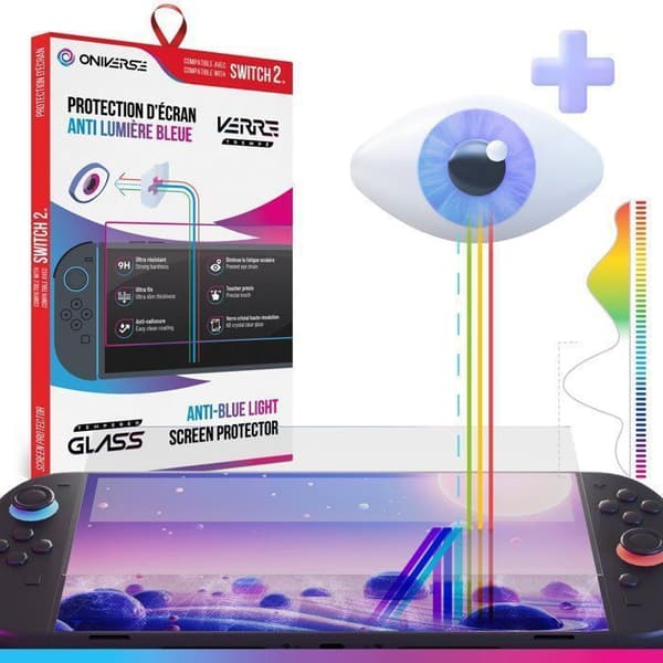 Härdat glas för Nintendo Switch 2 - Oniverse - Skärmskydd härdat glas 9H Anti-blåljus Ultra-tunt, Motståndskraftigt mot spår