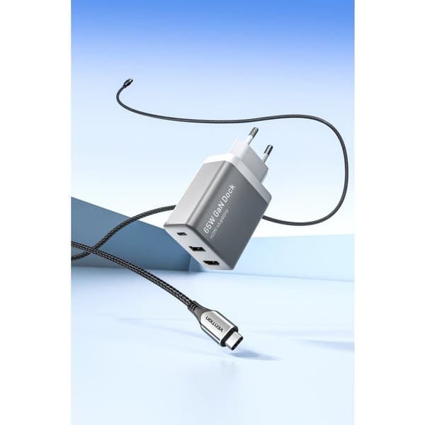 Vention USB-C USB-A HDMI GaN Laptop Nintendo Switch Dock (60W / 5W / 4K@60Hz) Grå
