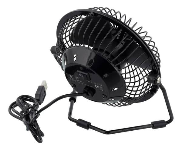 USB desktop fan with clock, black