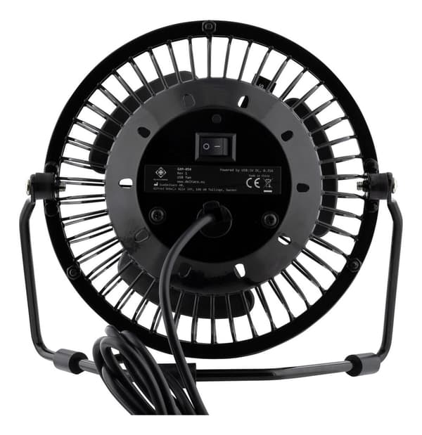 USB desktop fan with clock, black