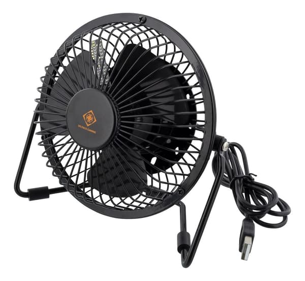USB desktop fan with clock, black