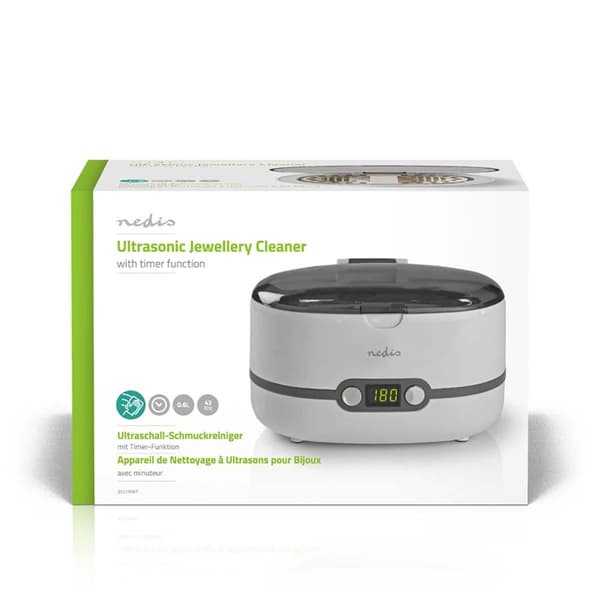 Nedis Ultrasonisk Smykke Renser | Strømforsyning | 230 V AC 50 Hz | Euro / Type-C (CEE 7/16) | Hvid | Plastik