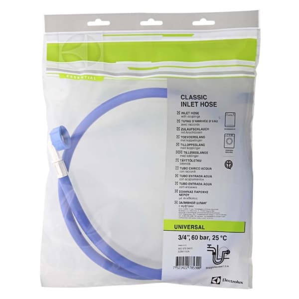Electrolux E2WII150A Innløp Slange 3/4 Tommer Rett - 3/4'' Vinklet 30 bar 25 °C 1.50 m