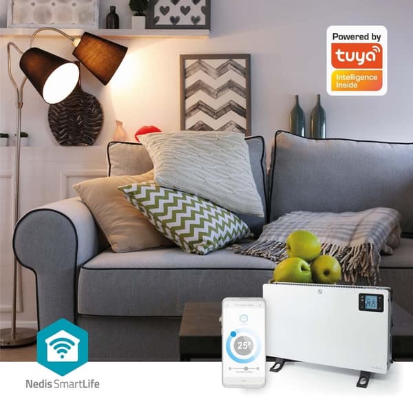 Nedis SmartLife Elradiator | Wi-Fi | 2000 W | 3 Varmeindstillinger | LCD | 5 - 37 °C | Justerbar termostat | Hvid