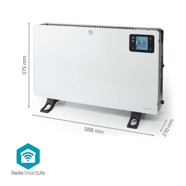 Nedis SmartLife Elradiator | Wi-Fi | 2000 W | 3 Varmeindstillinger | LCD | 5 - 37 °C | Justerbar termostat | Hvid