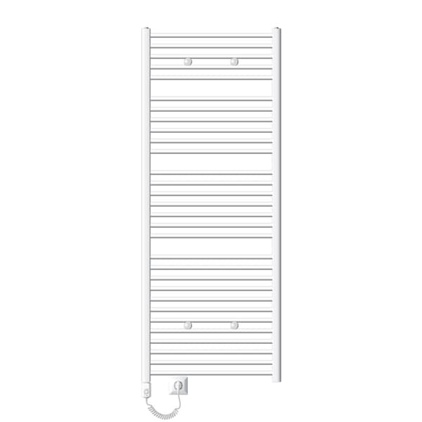 Handduks radiator med värmeelement 900 W ECD Germany Modell Sahara 750 x 1800 mm vit raka sidoanslutning handdukshängare