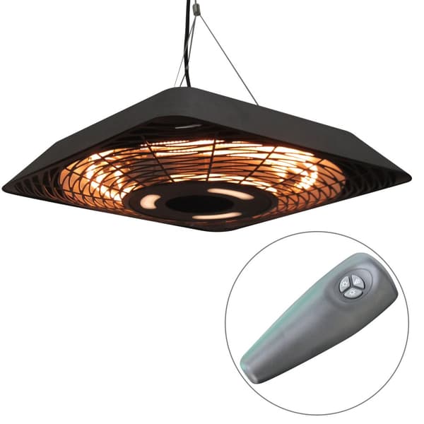 Takvärmare, 800W/1200W/2000W, 45x45x10 cm, Svart