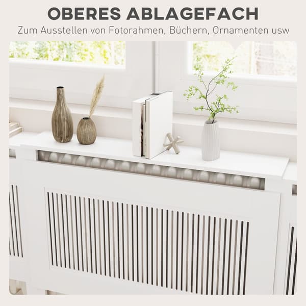 Radiator Dække, 125-201x19x81.5 cm, Hvid
