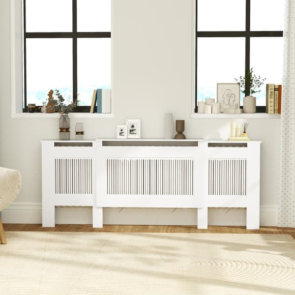 Radiator Dække, 125-201x19x81.5 cm, Hvid