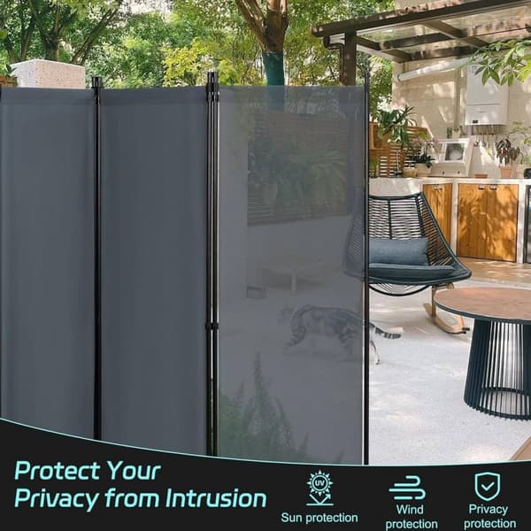 Rootz Room Divider Screen - Privacy Partition - Fold Privacy Screen - PA Coated Stof - 224cm x 181cm - Vejrbestandig - Outdoor Privacy Screen