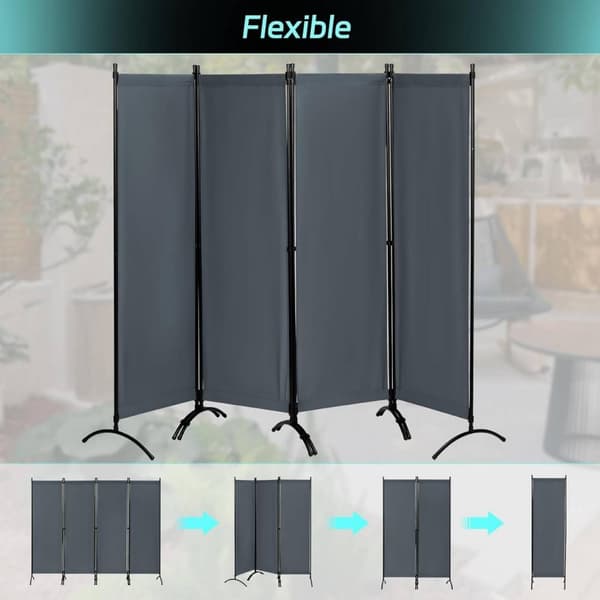 Rootz Room Divider Screen - Privacy Partition - Fold Privacy Screen - PA Coated Stof - 224cm x 181cm - Vejrbestandig - Outdoor Privacy Screen