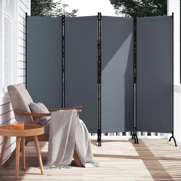 Rootz Room Divider Screen - Privacy Partition - Fold Privacy Screen - PA Coated Stof - 224cm x 181cm - Vejrbestandig - Outdoor Privacy Screen