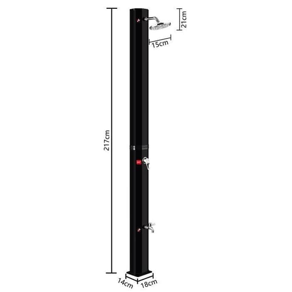 LARS360 Black Solar Garden Shower System 35 L Vattentemperatur upp till 60°C för trädgårdar, simbassänger, stränder