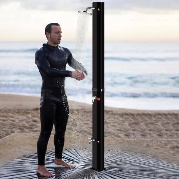 LARS360 Black Solar Garden Shower System 35 L Vattentemperatur upp till 60°C för trädgårdar, simbassänger, stränder