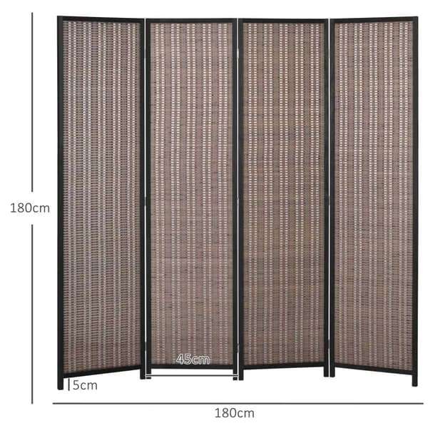 Rootz Wood Screen Room Divider - Foldbar partition - Privatlivsskærm - Forbedrer interiøret - 180 cm x 180 cm brun