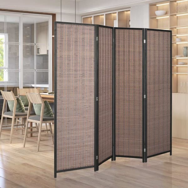 Rootz Wood Screen Room Divider - Foldbar partition - Privatlivsskærm - Forbedrer interiøret - 180 cm x 180 cm brun