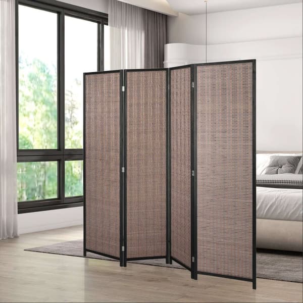 Rootz Wood Screen Room Divider - Foldbar partition - Privatlivsskærm - Forbedrer interiøret - 180 cm x 180 cm brun