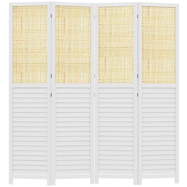 Rootz 4 Panel träskärmrumsavdelare - Foldbar partition - Sekretessskärm - 160L x 1,8W x 170H cm