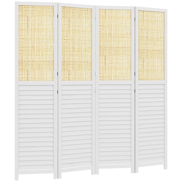 Rootz 4 Panel träskärmrumsavdelare - Foldbar partition - Sekretessskärm - 160L x 1,8W x 170H cm