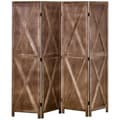 Miniatyrbillede 6 af 7: Rootz Interior Screen 4 Panels - Room Divider - Privacy Screen - Country -Chic Style - 182 x 170 cm - Walnut Finish