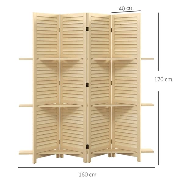 Rootzin sisustushuoneen jakaja - osio - avaruuserotin - 3 hyllyä - Paulownia Wood - 160L x 170H CM