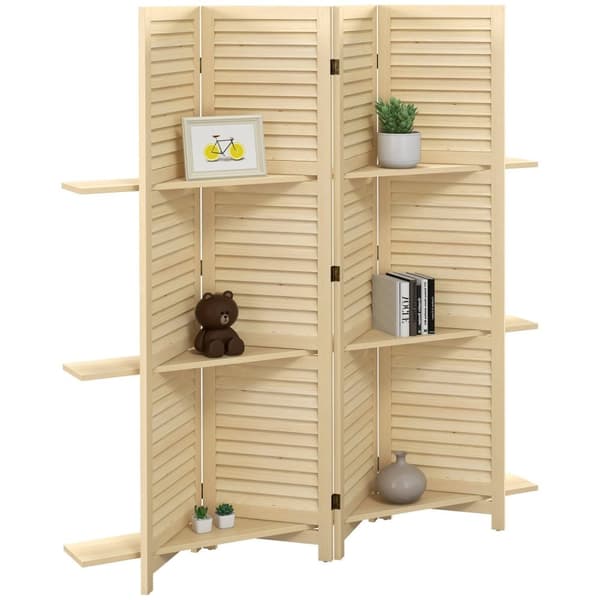 Rootzin sisustushuoneen jakaja - osio - avaruuserotin - 3 hyllyä - Paulownia Wood - 160L x 170H CM