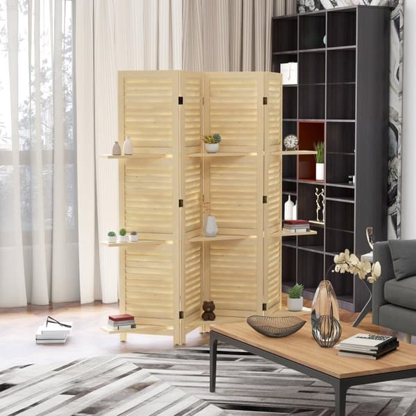 Rootzin sisustushuoneen jakaja - osio - avaruuserotin - 3 hyllyä - Paulownia Wood - 160L x 170H CM