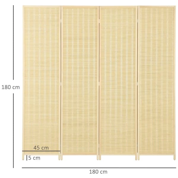 Rootz 4 -delt værelse Divider - Privatlivsskærm - Foldbar partition - Natural Bambus - 180 cm x 180 cm - Let opbevaring til stue, soveværelse
