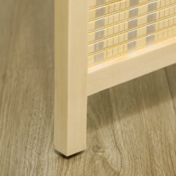 Rootz 4 -delt værelse Divider - Privatlivsskærm - Foldbar partition - Natural Bambus - 180 cm x 180 cm - Let opbevaring til stue, soveværelse