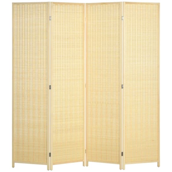 Rootz 4 -delt værelse Divider - Privatlivsskærm - Foldbar partition - Natural Bambus - 180 cm x 180 cm - Let opbevaring til stue, soveværelse