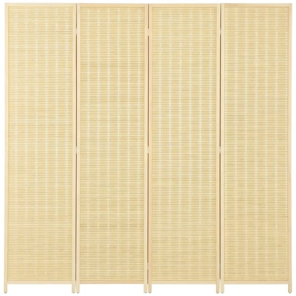 Rootz 4 -delt værelse Divider - Privatlivsskærm - Foldbar partition - Natural Bambus - 180 cm x 180 cm - Let opbevaring til stue, soveværelse