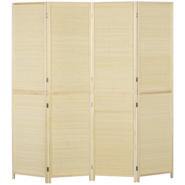 Rootz 4 Panel Bamboo Room Divider - Folding Screen - Privacy Partition - Instant Privacy - 180 x 180 cm
