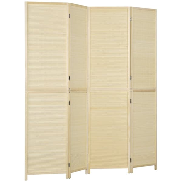 Rootz 4 Panel Bambus Room Divider - Foldeskærm - Privatlivspartition - Øjeblikkelig privatliv - 180 x 180 cm