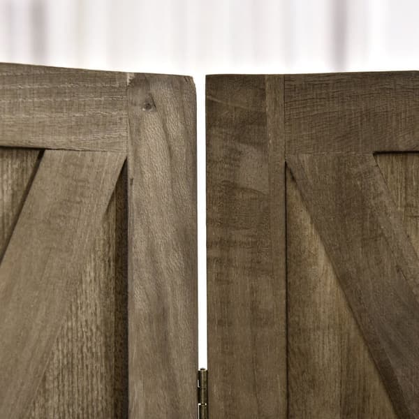 Rootz 4 Panel Room Divider - Interior Screen - Privacy Screen - Paulownia Wood - 182L X 170H CM - Chic Country Style Grids
