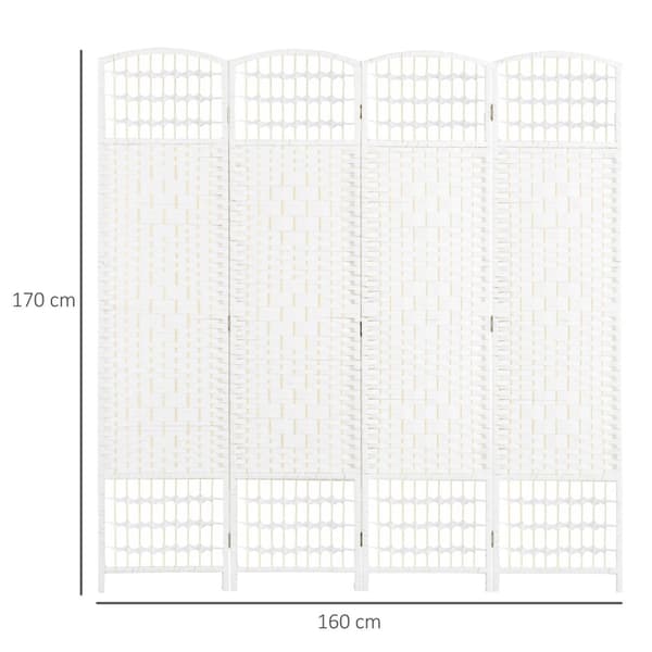 Rootz 4 Panel Folding Room Divider - Privatlivsskærm - Træpartition - Holdbart design - 160 x 170 cm