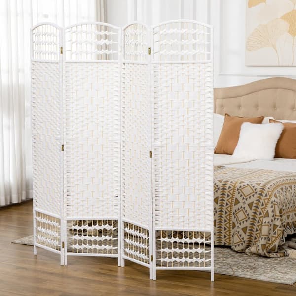 Rootz 4 Panel Folding Room Divider - Privatlivsskærm - Træpartition - Holdbart design - 160 x 170 cm