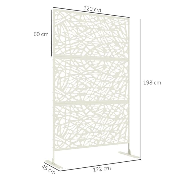 Rootz Dekorativt udendørs windbreak -panel - Garden Divider - Privatlivsskærm - Stålstabilitet - 122 x 45 x 198 cm, hvid
