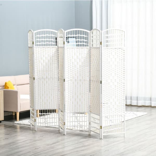Rootz 6 -paneeli Sisä -näytön huonejakaja - Taitava osio - Poplar & Bamboo - Lisää yksityisyyden ja viehätys - 242L x 170H CM White